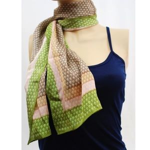 Vintage KENZO 100% Silk Scarf Pink Green 56"